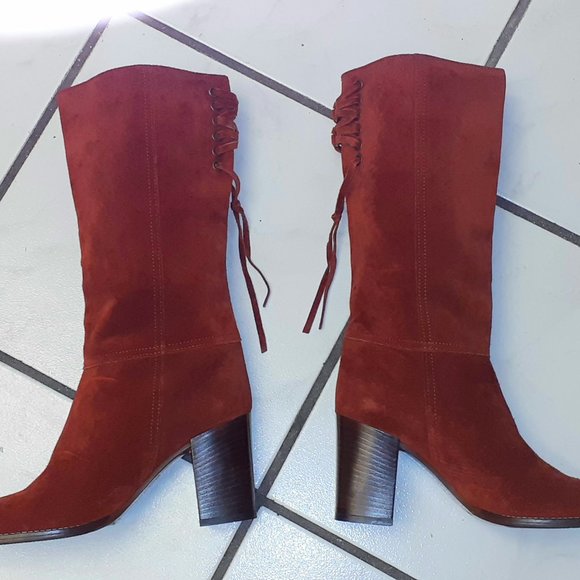 NEW Coach suede boots, size 5B in Rust Made in Italy - Picture 3 of 4
